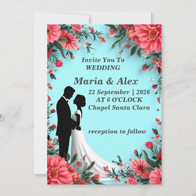 Romantische Blumenhochzeit Einladung (Vorderseite)