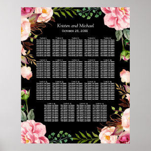 Romantische Blumenkarte 19 Tische Hochzeitskarte Poster