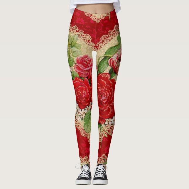 Romantische BlumenLeggings des valentines Tages Leggings (Vorderseite)