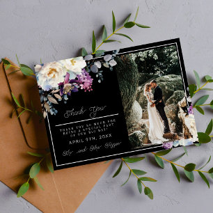 Romantische blumenmoody Dark Blume Hochzeit Dankeskarte