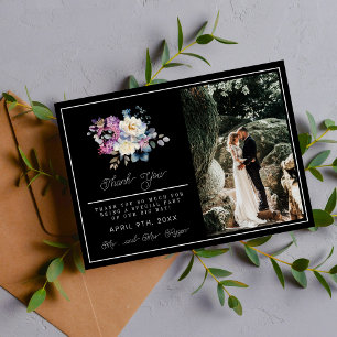 Romantische blumenmoody Dark Blume Hochzeit Dankeskarte