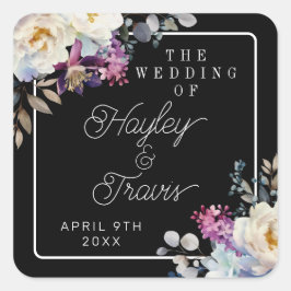 Romantische blumenmoody Dark Blume Hochzeit Quadratischer Aufkleber
