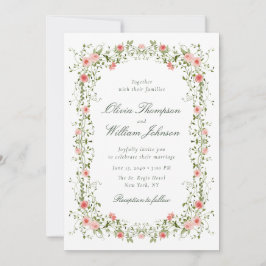 Romantische Blumenrankenrahmen-Hochzeitseinladung Einladung