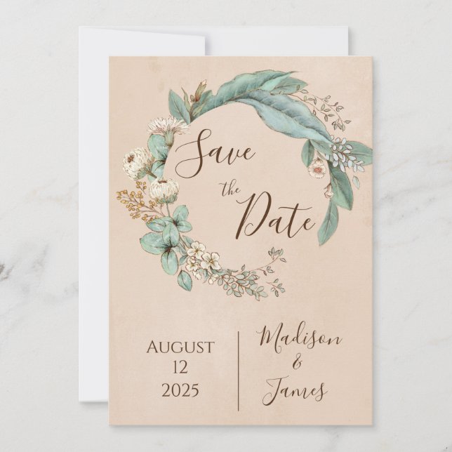 Romantische Blumenschrift handgezeichnete schicke  Save The Date (Vorderseite)