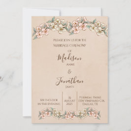 Romantische Blumenschrift Hübsche Hochzeit Einladung