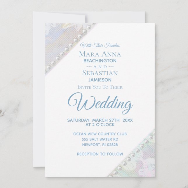 *~* Romantische Blumenstrauß Perlen Vintage Hochze Einladung (Vorderseite)