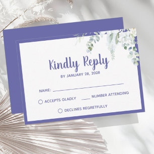 Romantische blumenweiße sanfte Blume lila Hochzeit RSVP Karte