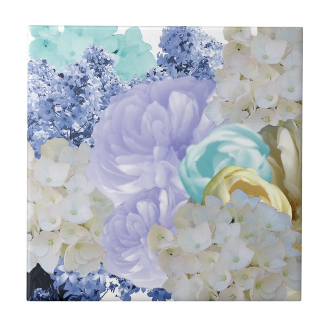 Romantische Blumenzille Fliese (Vorderseite)