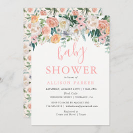 Romantische Blush Blume Kinderdusche Einladung