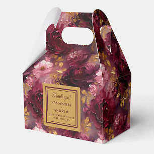 Romantische Blush Burgund Gold Wasserfarbenhochzei Geschenkschachtel