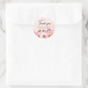 Romantische Blush Floral Wedding Danke Runder Aufkleber