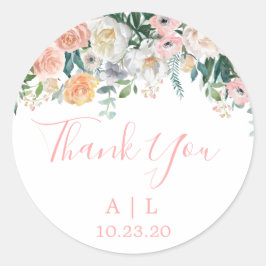 Romantische Blush Floral Wedding Danke Sticker