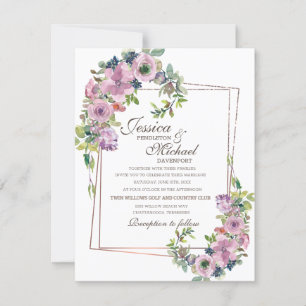 Romantische Blush Lavendel Gold Rahmen Hochzeit Einladung