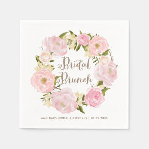 Romantische Blush Peonies Wreath Bridal Brunch Serviette