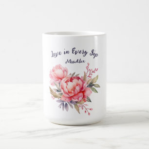Romantische Blush Peony Wedding Coffee Tasse