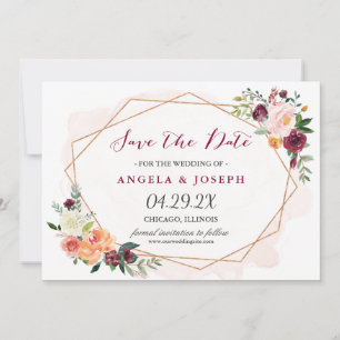 Romantische Blush Pink Bläsereien Hochzeit retten Save The Date