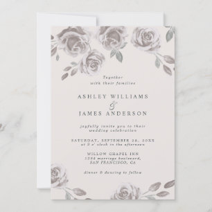 Romantische Blush Pink Floral Wasserfarbe Hochzeit Einladung
