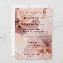 Romantische Blush Pink Gold Floral Wedding Einladung