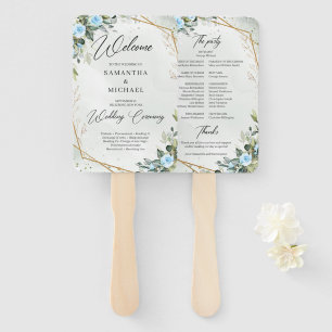 Romantische Blüten und Eukalyptusgoldene Hochzeit Fächer