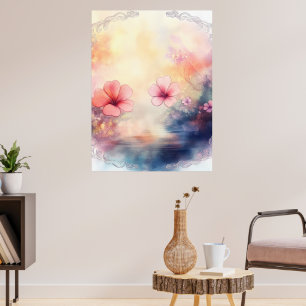 Romantische Blütenblätter – Wasserfarben-Blumenpos Poster