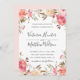 Romantische Blütenblütenblümchen Einladung