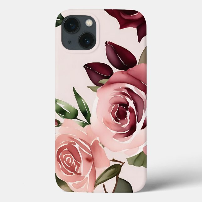 Romantische blütenfarbige Rose Burgund Case-Mate iPhone Hülle (Rückseite)