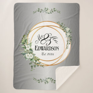 Romantische Blütenpracht Blanket Goldene Ringe Sherpadecke