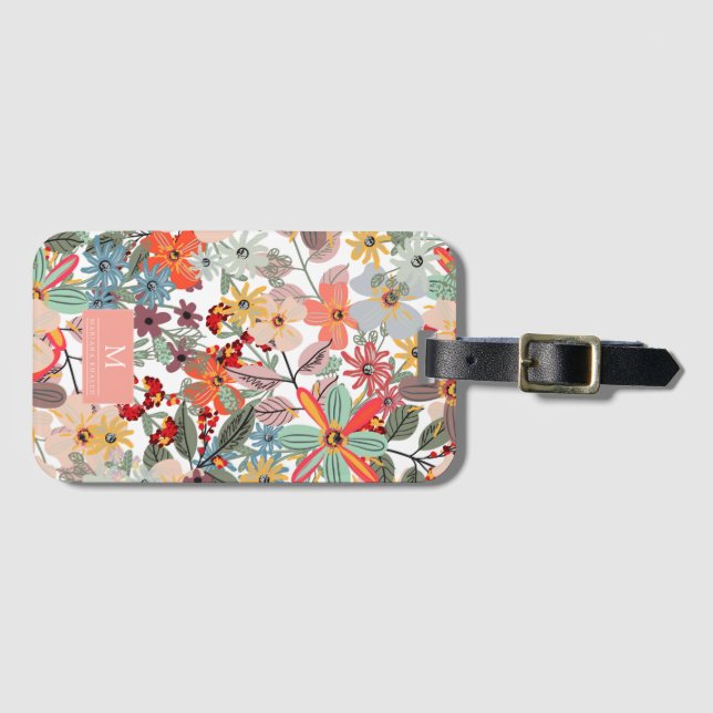 Romantische Blütenweiche Rosa Grüne Pfirsich Klass Gepäckanhänger (Vorderseite (Horizontal))