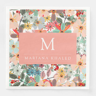 Romantische Blütenweiche Rosa Grüne Pfirsich Klass Serviette