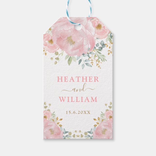 Romantische blutweiche Pastellfarben Pink Wasserfa Geschenkanhänger (Vorderseite)