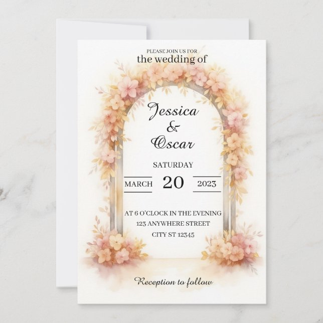 Romantische Bogenhochzeit Einladung (Vorderseite)