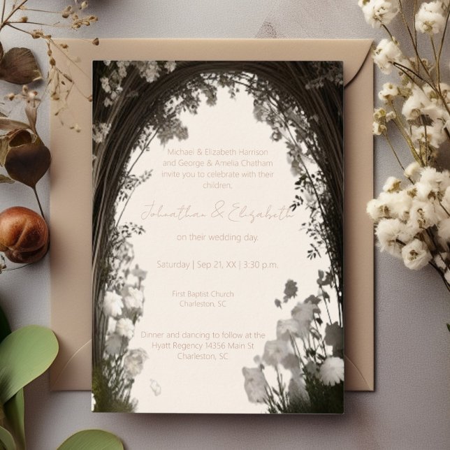 Romantische Boho Botanische Botanische Arch-Hochze Folieneinladung (Romantic Boho Botanical Arch Foil Wedding Invitation)
