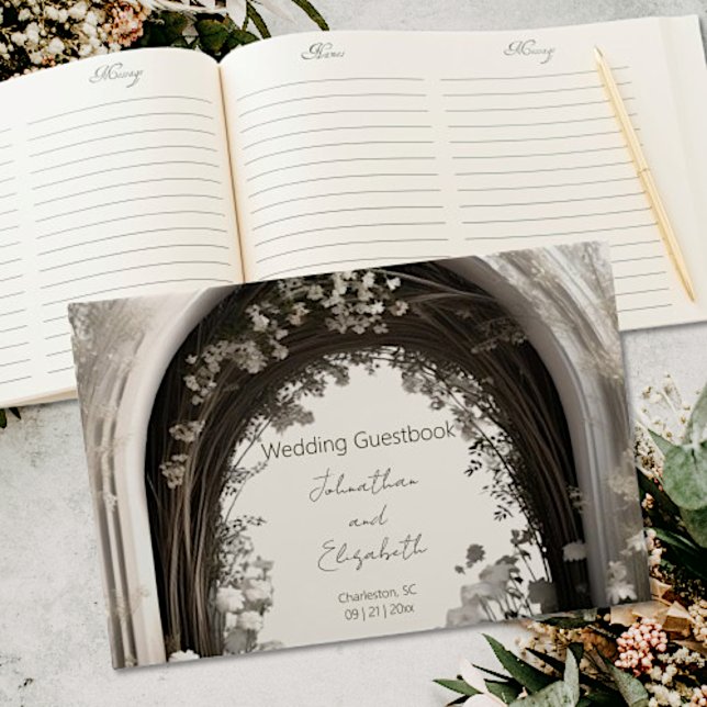 Romantische Boho Botanische Botanische Arch-Hochze Gästebuch (Romantic Boho Botanical Arch Wedding Guestbook)