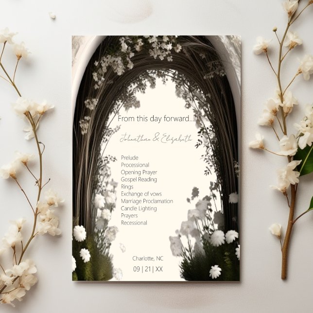 Romantische Boho Botanische Botanische Arch-Hochze Programm (Romantic Boho Botanical Arch Wedding Program)