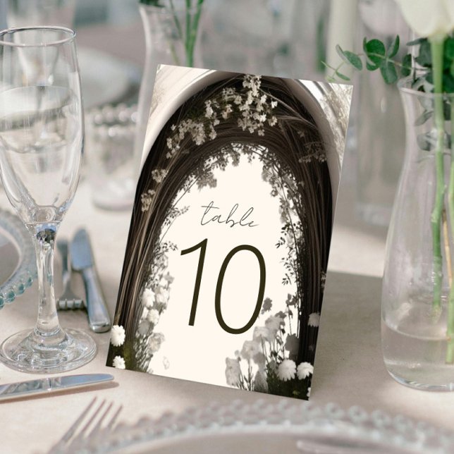 Romantische Boho Botanische Botanische Arch-Hochze Tischnummer (Romantic Boho Botanical Arch Wedding Table Number Card)