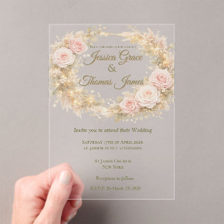 Romantische Boho Elegante Rose  Acryleinladungen