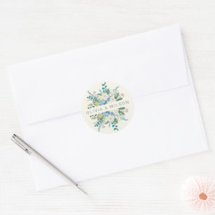 Romantische Boho-Handgemalte Blumen Runder Aufkleber