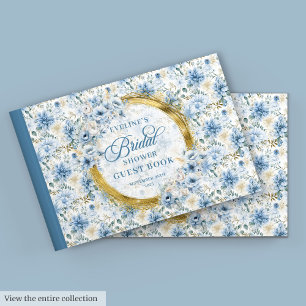 Romantische Boho Pastel Blue Gold Wilde Blume Brid Gästebuch