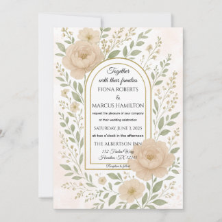 Romantische Boho Peonies & Greenery Hochzeitsfeier Einladung