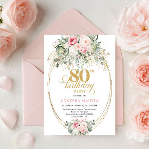 Romantische Boho-Rosette zum 80. Geburtstag Einlad Einladung