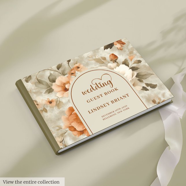 Romantische Boho-Rost-Ivory-Sage-Blumen-Hochzeit Gästebuch (Romantic Boho Rusty Ivory Sage Flowers Wedding Guest Book

)