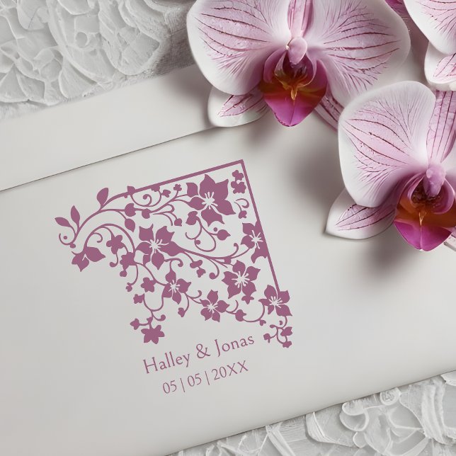 Romantische Boho Rustikale Wildblumen Hochzeit Gummistempel (Romantic Boho Rustic Wildflowers Corner Wedding Rubber Stamp.)