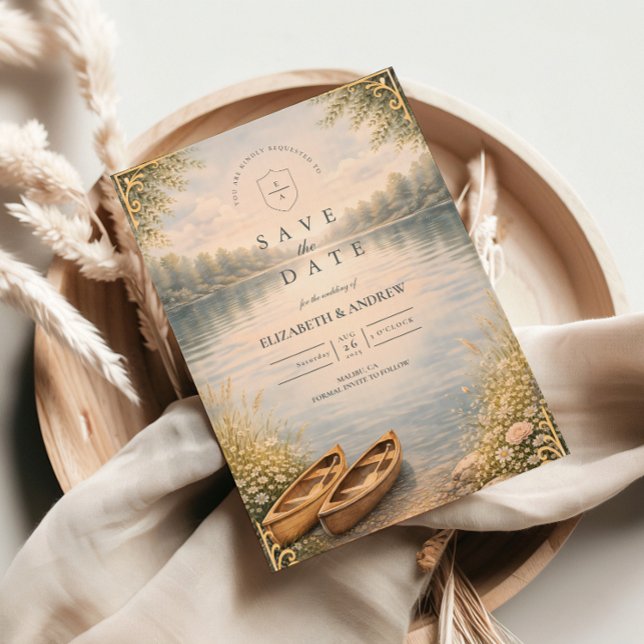 Romantische Bootsfahrt Waldhochzeit Save The Date (Von Creator hochgeladen)