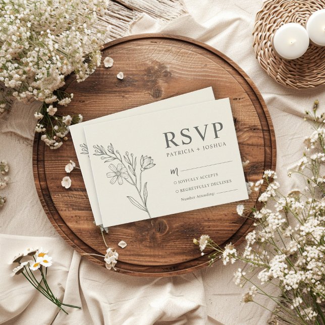 Romantische Botanische Daisy Wedding Response Card RSVP Karte (Von Creator hochgeladen)