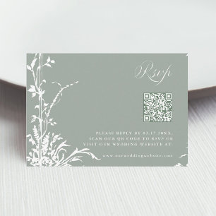 Romantische Botanische Gartenhochzeit Salbeigrün RSVP Karte