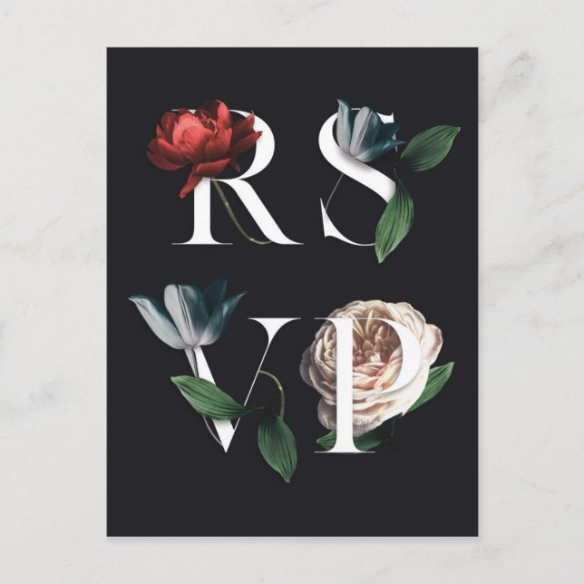 Romantische botanische Hochzeit RSVP Postcard V 01 Feiertagspostkarte (Vorderseite)