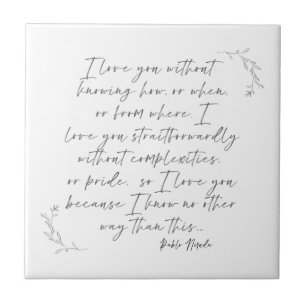 Romantische botanische Poesie Kalligraphie Fliese