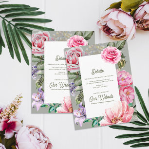 Romantische botanische Vintage-Blumen-Hochzeitsdet Begleitkarte
