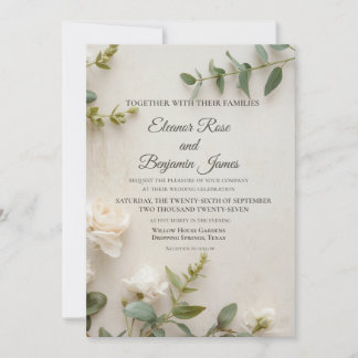 Romantische botanische Vintage-Hochzeitseinladung Einladung