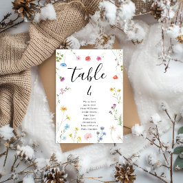 Romantische botanische Wildblume Hochzeit Tischnum Feiertagskarte